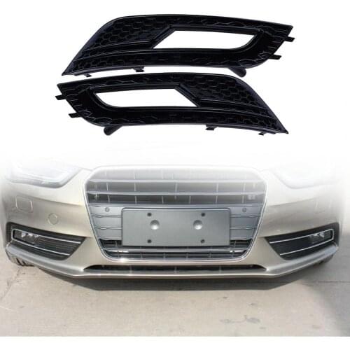 L/R Painted Fog Lamp Grille Black Strips Light Bezel 8K0807681K 8K0807682K for AUDI A4/S4 2013 2014 2015 B8.5 B9