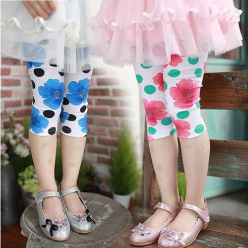 Baby Girls legging Childrens cotton legging kids legging big flower print capris knee-covering