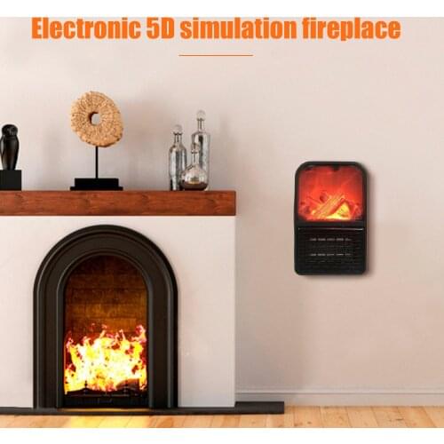 Mini Portable 5D Simulation Fireplace Flame Desktop Electric Fan Heater with Remote Control for Home Office Bedroom EU Plug
