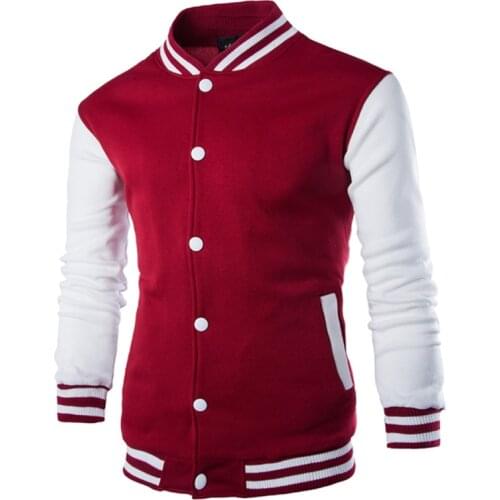 Casual Brand mens Splice Baseball Jacket Cotton Long Sleeve College Lovers Coats mens Stand Collar Slim Single-breasted Jackets