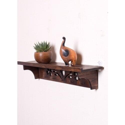 Solid Wood Wall-Mounted One-Word Partition Free Punching Bedroom Wall Shelf Decoration Hook Living Room Wall Shelf