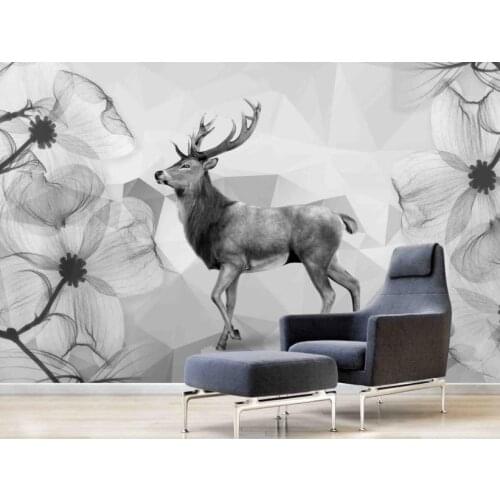 Custom 3D Mural Wallpaper Nordic Minimalist 3D Stereo Diamond Elk TV Background Wall Wallpaper For Living Room Bedroom