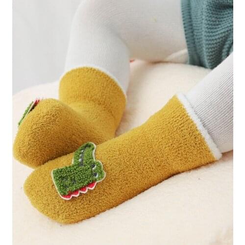 Newborn Infant Winter Anti Slip Socks Toddler Child Girls Boy Coral Fleece Thermal Thick Warm Animal Print Sock Baby Accessories