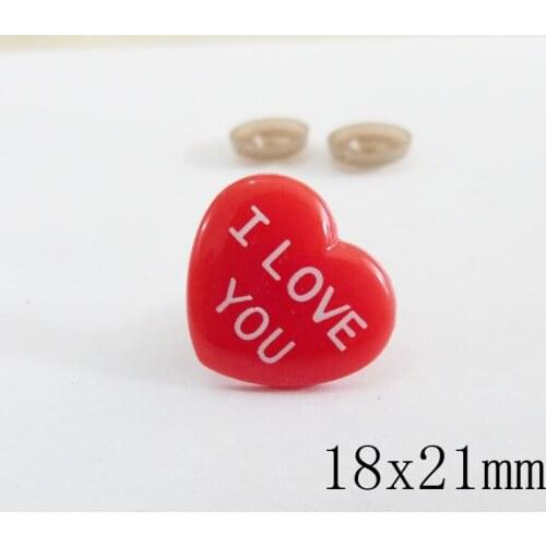 New fashion 40pcs/lot 18x21mm red heart shape with words plastic toy nose & soft washer for diy handcraft findings