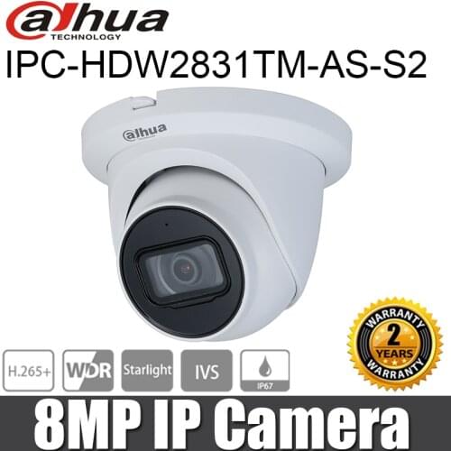 Original Dahua 8MP IP camera cctv security camera outdoor indoor IPC-HDW2831TM-AS-S2 IPC IR 30m WDR H.265 MIC IVS camera