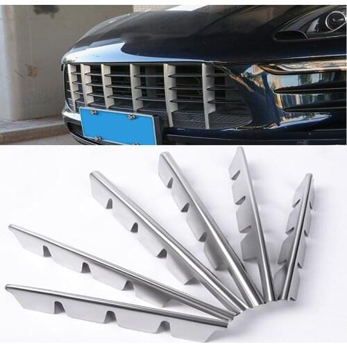 Stainless Steel Front Grille Trim Strips 6pcs For Porsche Macan 2014 2015 2016 2017 Car Styling Bumper Decoration Decals