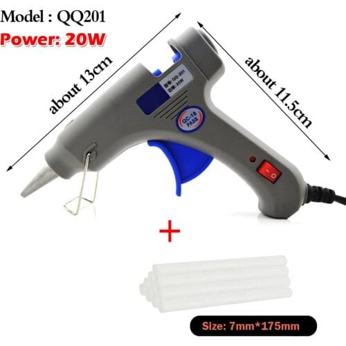 20W profession Hot Melt Glue Gun Glue Stick Industrial Mini Guns Thermo Electric Heat Temperature Tool with 10 Pcs Hot melt glue