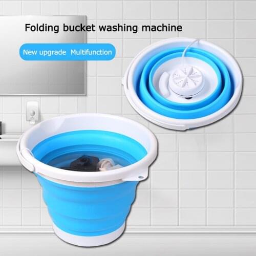 Folding Mini Washing Machine 10L Ultrasonic Cleaning Bucket Portable Turbo Laundry Washer USB Powered Laundry Machine For Travel