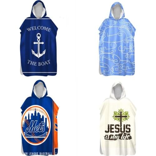 Simple Style Lightweight Double-Sided Velvet Adult Kids Hooded Quick Dry Beach Towel Microfiber Surf Swim Changing Robe Poncho