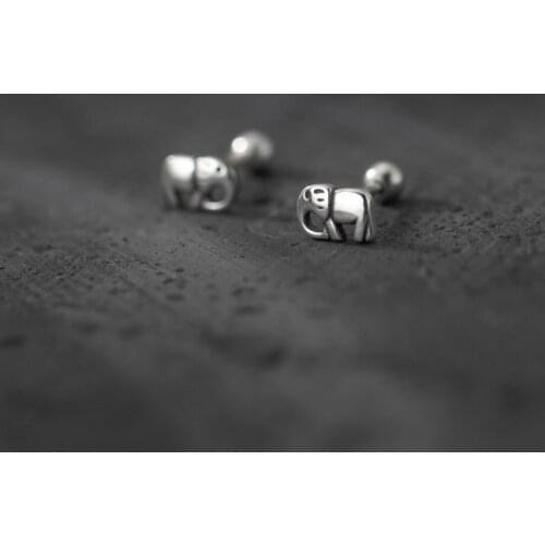 Elephant Wild Africa Helix Screw Back Stud Earrings 925 Sterling Silver A1265