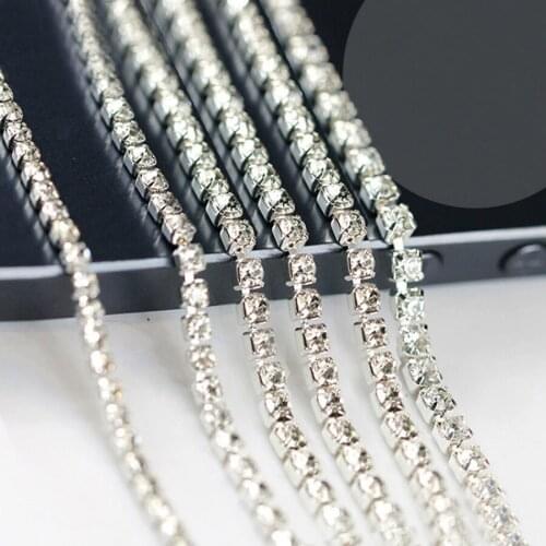 New clear crystal rhinestones chain silver base glass crystal cup chain diy Frame/phone case/bag/clothing accessories hot