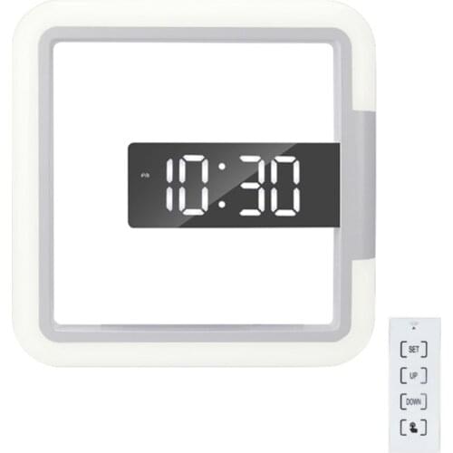 LED Wall Clock Digital Wall Clock Creative LED Mirror Wall Clock with Alarm/Temperature Ring Multicolor Mirror Hollow