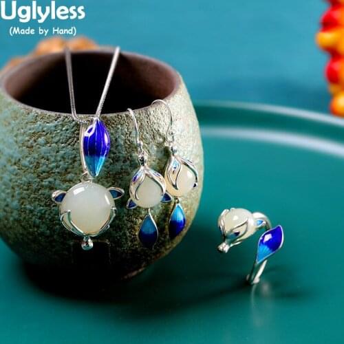 Uglyless Magic Ms Fox LOVE GOD Bring u Love Gifts Jewelry Sets for Women Jade Lapis Pendants Rings Earrings Enamel Animals Jewel