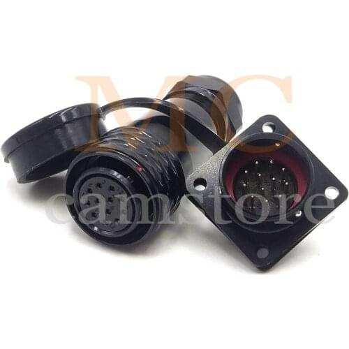 WEIPU SA20 12pin Waterproof Connector Plug, φ20mm Panel Cut Power Cable Connector, Automotive Aviation Plug Socket(Panel Mount)