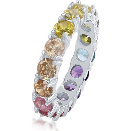 Copper Silver Plated With Colorful Zircons Women Ring,Engagement Wedding Ladies Ring Jewelry