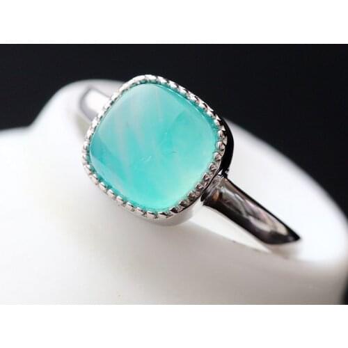 BOCAI 100% sterling silver S925 rings handmade natural amazonite Thai silver fashion jewelry for women Pure Argentum hand rings