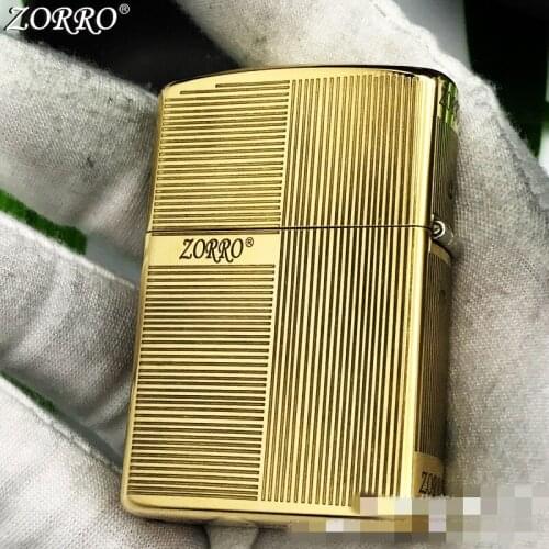 Zorro gentleman pattern kerosene lighter pure copper carved retro classic creative windproof grinding wheel lighter
