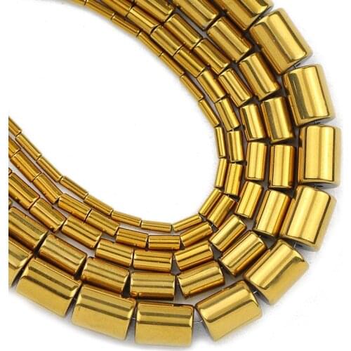Gold Cylinder Round Hematite Natural Stone 4x1/5x3/6x4/8x6MM Spacers Loose Beads For Jewelry Making Diy Bracelets Accessories