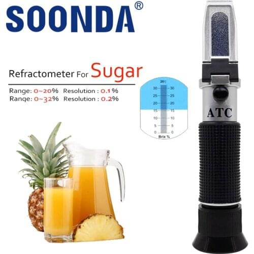 0-32% Sugar Refractometer Hydrometer Sugar Meter Brix Optical Instruments Moonshining With Temperature Compensation Calibration