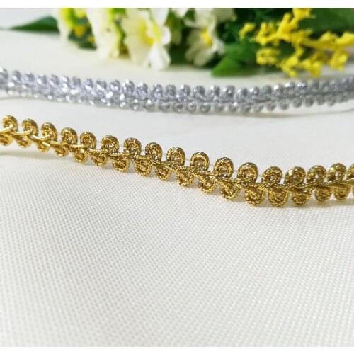 1M Latest Guipure Gold Laces Fabric Wide 1cm Ribbon Lace Silver Lace Fabric Appliqu For Sewing Dress Decoration dentelle P05