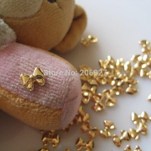 MD-578 10pcs Fancy Gold Bow Deco Metal Charms Metal Deco Charms Nail Art