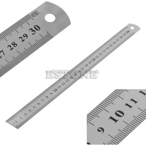 30CM 12"Steel Stainless Pocket Pouch Metric Metal Ruler Measurement Double Sided J17 dropshipping