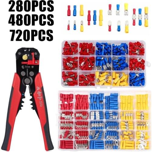 720/480/280PCS Insulated Cable Connector Electrical Wire Crimp Spade Butt Ring Fork Set Ring Lugs Rolled Terminals Assorted Kit