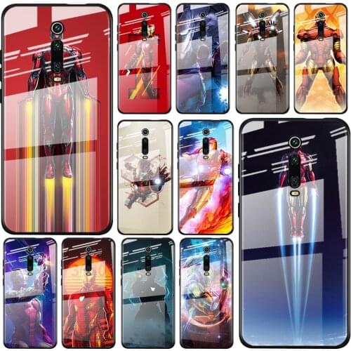 Tempered Glass Cover Marvel Iron Man Superhero For Xiaomi Redmi K40 K30 K20 9T 9C 9A 9 8A 7 Pro Plus Shockproof Phone Case