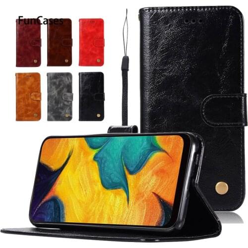 Book Flip Covers Cases For Samsung Galaxy A30 2019 SM-A305F/DS PU Leather Cover For Samsung SM-A305FN Full Housing TPU Case Rope