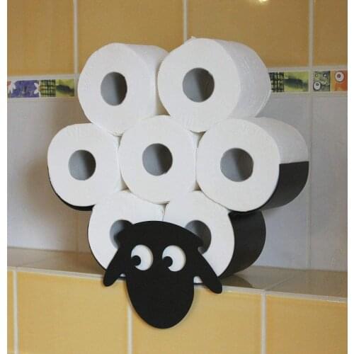 Sheep Toilet Paper Roll Holder Bathroom Wall Mounted Loo Rolls Storage Metal Rack Mount Hold up 7 Rolls Novelty