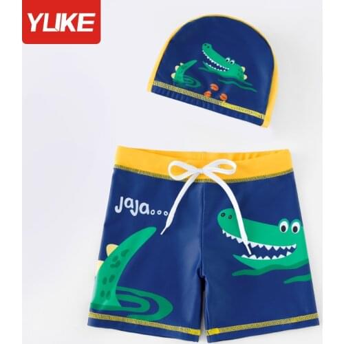 Animal Children Swimming Shorts for Kids Swim Trunks with Swimming Cap Boys Swimsuit Quick Dry Bathing Suit Briefs Pants Set
