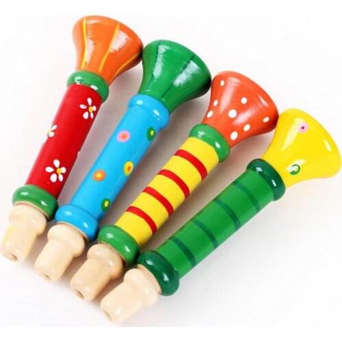 Baby Wood Musical Instrument Toys Small Speaker Wooden Vertical Whistle Small Speakers Trumpet Toy Children Toy