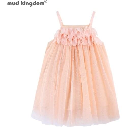 Mudkingdom Cold Shoulder Girl Strappy Dress Blush Sparkle Flower for Girls Strap Dresses Tulle Fluffy Toddler Summer Clothes