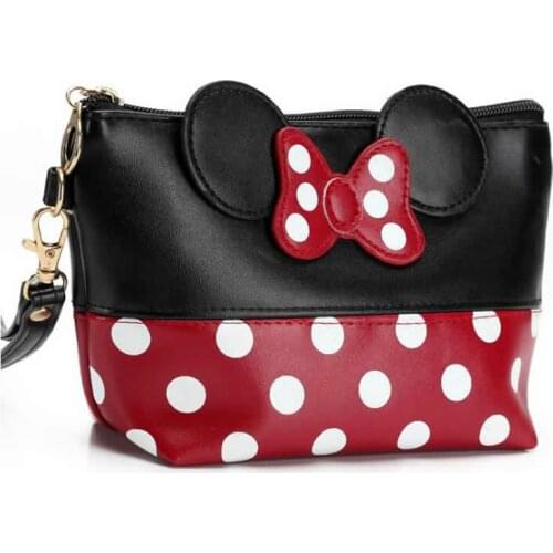 Travel Women Cosmetic Bag Mickey Makeup Case bag Zipper Hand Holding Make Up Handbag Organizer Storage Pouch Toiletry Wash Bags