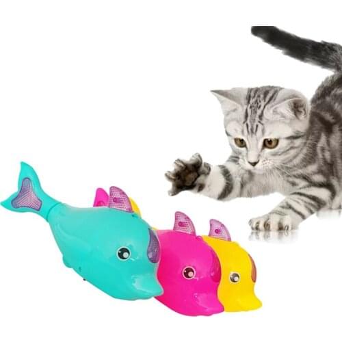 LED Electronic Pet Cat Toys Swinging Dolphin Electric Swinging Dolphin Luminous Band Music Pet Toy Crawling Simulated Animal