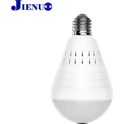 JIENUO Wifi Camera 360 Degree Two Way Audio White Light Bulb Panoramic 960P IPCam HD Color Wireless Smart Support 128G Ip Camera