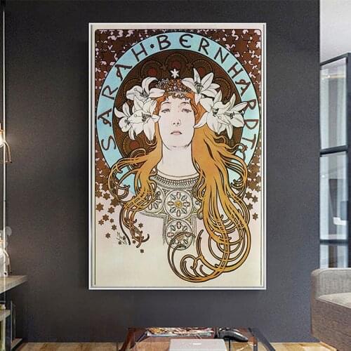 Canvas Paintings Posters and Prints Art Alphonse Mucha Vintage Woman Canvas Art on The Wall Art Pictures for Home Decoration