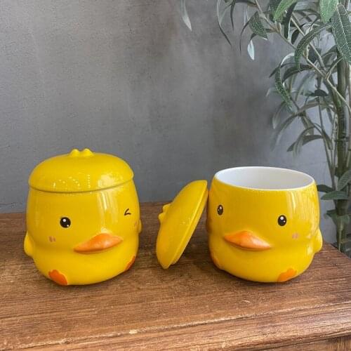 400ML Cartoon Cute 3d Duckling Ceramic Cup Creative Personality Mini Cute Water Cup Childrens Household Milk Cup Mug