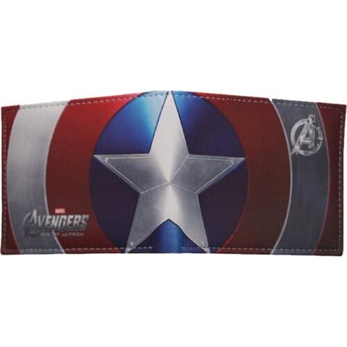 Comics Marvel Avengers Superhero Captain America Shield Faux Leather Bifold Wallet ID Cash Purse Gift For Children