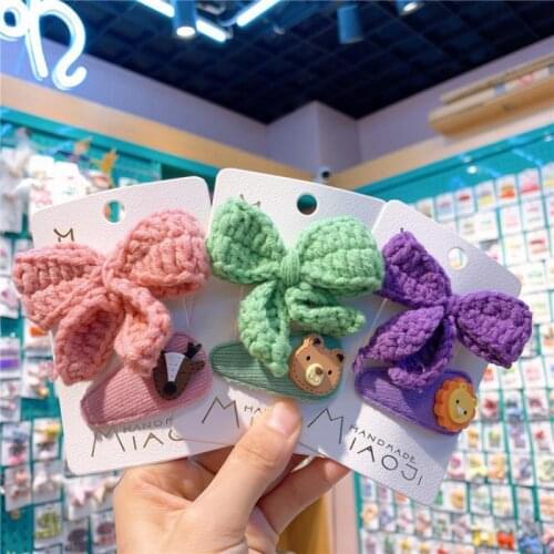 Korean Style Knitted Butterfly Hair Pins For Girls Baby Accessories Set Children Hair Trim Tools Hair Grips Party Hair Wear