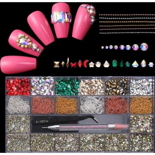 Swarovsky 12 Grid Crystal AB 3D Flatback Glass Nail Art Rhinestones Fancy Shaped Crystals Stones