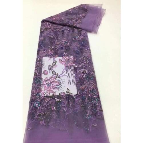 African Net Lace French Sequin Fabric Embroidered Tulle Lace Fabric ZH-2186845 High Quality Lace For Dress Sewing