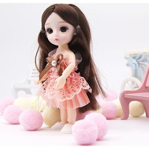 New BJD Doll 16 Cm 13 Movable Joint 1/12 Makeup Fashion Casual Skirt Clothing Doll Accessories Play House Toys for Girls Gift