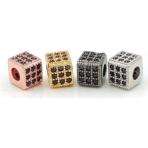5*5*5mm Micro Pave Black CZ Square Beads Fit For Making DIY Bracelets Or Necklaces Jewelry