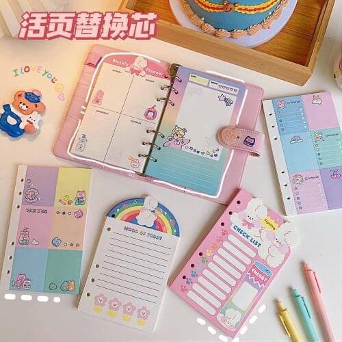 Cute Cartoon Girl Heart Memo Pad Soft Cute Cloud Bunny Plan Notebook Replacement Core Portable Word Book