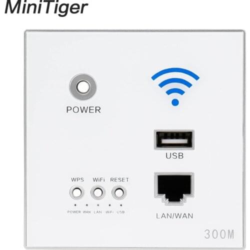 Minitiger 300M Wall Embedded Wireless AP Router USB Charging Port 1500mA Output Wall WIFI Routeur Panel Socket