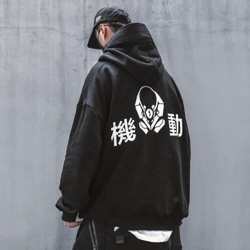 Harajuku Hoodie Men 2021 Embroidered Pure Cotton Dark Pullover Hip Hop Streetwear Fish Mouth Sweatshirt Couple Fashion Hoodies