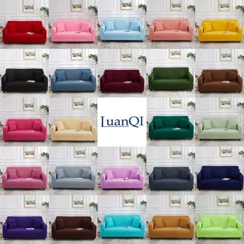 LuanQI Polyester Slipcover Elastic Sofa Covers Green Printed Gradient Solid Color Soft Stretch Couch Cover Sofa For Living Room