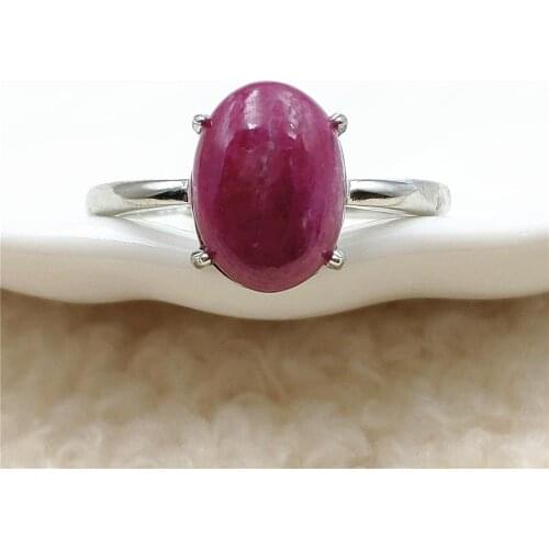 Genuine Natural Red Ruby Gemstone Oval Adjustable Ring 10x8mm Ruby Rare Oval 925 Sterling Silver Bead Ring AAAAAA