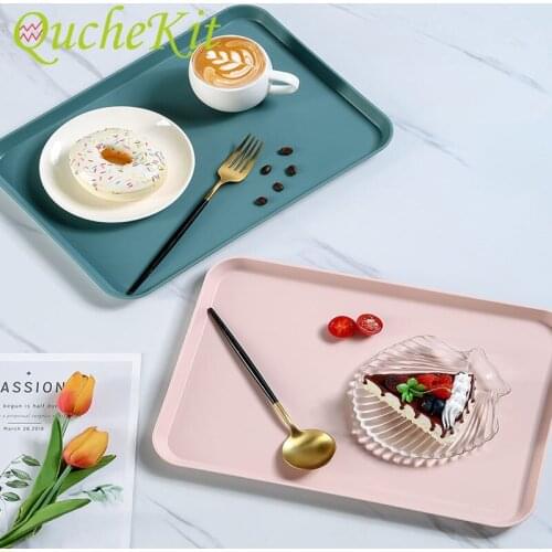 Nordic Rectangular Plastic Storage Tray Home Kitchen Fruit Dessert Tray Dinner Plate Storage Organizer Kitchen Accessories